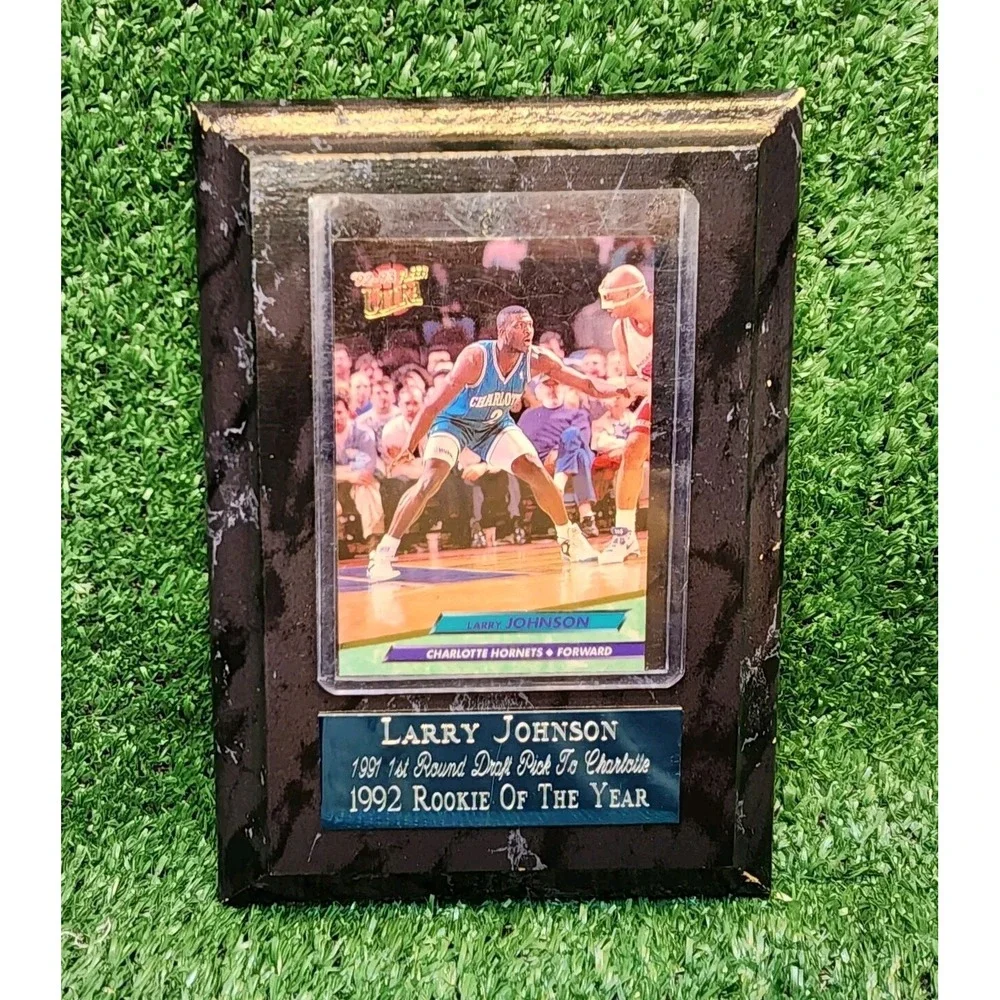 NBA Charlotte Hornets Larry Johnson 1992 Rookie Of The Year Plaque And Card